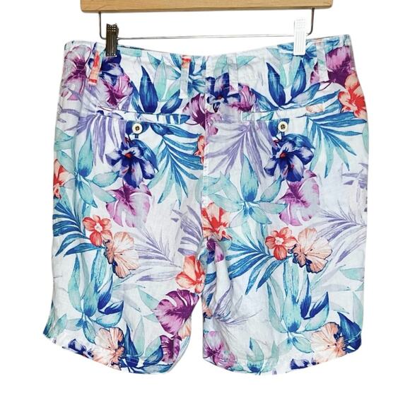 Tommy Bahama Linen Bermuda Shorts 8 Valentina Villa 9" Hawaiian Floral Coastal - Picture 3 of 12